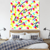 Regenboog Bloempatroon Canvas Afdruk (Insitu (Slaapkamer))