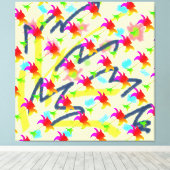 Regenboog Bloempatroon Canvas Afdruk (Insitu (Houten vloer))