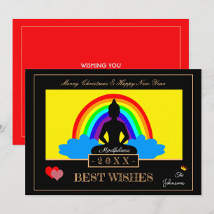 Regenboog Boeddha & Mindfulness Yoga / meditatieka Feestdagenkaart