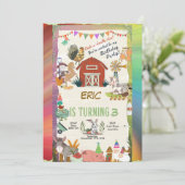 Regenboog Boerderij Dieren Peuter Personaliseren Kaart (Staand voorkant)