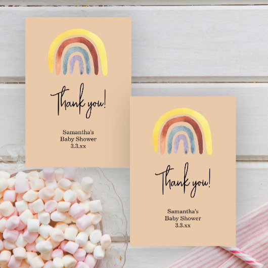 Regenboog boho baby shower bedankkaart