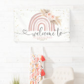Regenboog Boho Baby shower Meisje Achtergrond Bann Spandoek (Insitu)