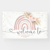 Regenboog Boho Baby shower Meisje Achtergrond Bann Spandoek (Horizontaal)