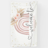 Regenboog Boho Baby shower Meisje Achtergrond Bann Spandoek (Verticaal)
