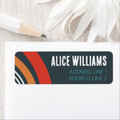 Regenboog boho blauw rood witte lijn kunst etiket (Insitu)