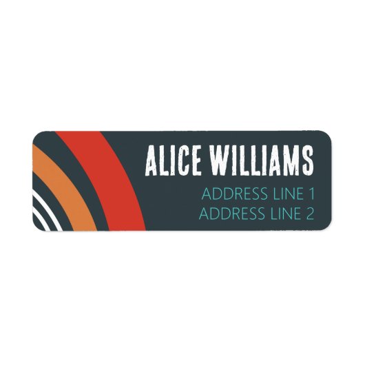 Regenboog boho blauw rood witte lijn kunst etiket (Voorkant)