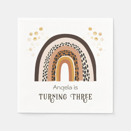 Regenboog Boho Dierenprint 3e Verjaardag Servet (Voorkant)