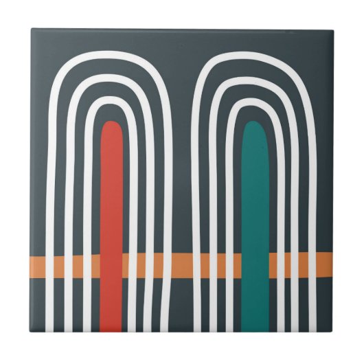 Regenboog boho kunst abstract ontwerp tegeltje (Voorkant)