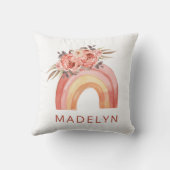 Regenboog Boho met bloemen Neutrale kleur Kussen (Achterkant)