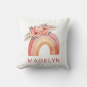 Regenboog Boho met bloemen Neutrale kleur Kussen (Voorkant)