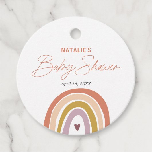 Regenboog Boho Perzik Paarse Baby shower Bedankjes Labels (Voorkant)