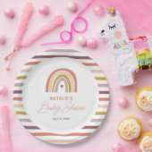Regenboog Boho Perzik Paarse Baby shower Papieren Bordje (Feest)