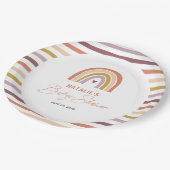 Regenboog Boho Perzik Paarse Baby shower Papieren Bordje (Gekanteld)