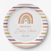 Regenboog Boho Perzik Paarse Baby shower Papieren Bordje (Voorkant)