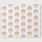 Regenboog Boho Perzik Paarse Verjaardag Verpakking Cadeaupapier (Vlak)