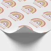 Regenboog Boho Perzik Paarse Verjaardag Verpakking Cadeaupapier (Hoek)