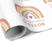 Regenboog Boho Perzik Paarse Verjaardag Verpakking Cadeaupapier (Rol Hoek)