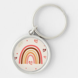 Regenboog Boho Polka Dots en Harten Neutrale Kleur Sleutelhanger