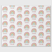 Regenboog Boho Roze Blauw Verjaardag Cadeaupapier (Vlak)
