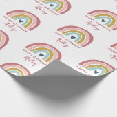 Regenboog Boho Roze Blauw Verjaardag Cadeaupapier (Hoek)