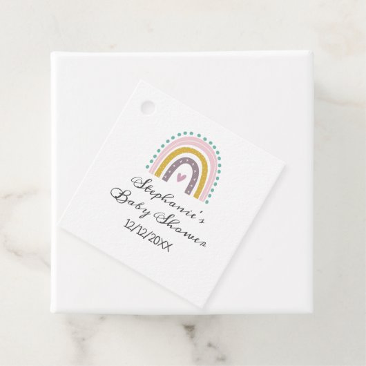 Regenboog, Boho, Roze, Blauwgroen, Hearts Baby sho Bedankjes Labels (In situ)