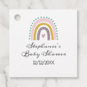 Regenboog, Boho, Roze, Blauwgroen, Hearts Baby sho Bedankjes Labels (Voorkant)