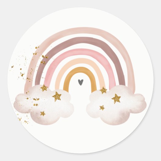 Regenboog Boho Sticker Pastel Regenboog Aardtinten (Voorkant)
