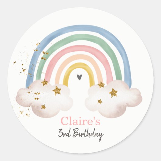 Regenboog Boho Sticker Pastel Regenboog Verjaardag (Voorkant)