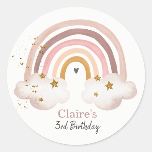 Regenboog Boho Sticker Pastel Regenboog Verjaardag (Voorkant)