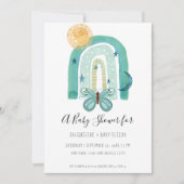 Regenboog Boho Waterverf Modern Teal Blauwe Zon Ma Kaart (Voorkant)