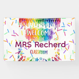 Regenboog Boho Welkom Onderwijs Deur Bord P Spandoek