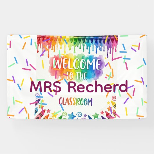 Regenboog Boho Welkom Onderwijs Deur Bord P Spandoek (Horizontaal)
