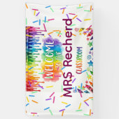 Regenboog Boho Welkom Onderwijs Deur Bord P Spandoek (Verticaal)
