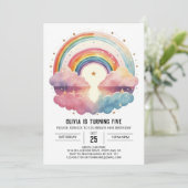 Regenboog Boho Wolken Meisje Verjaardag Kaart (Staand voorkant)