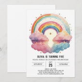 Regenboog Boho Wolken Meisje Verjaardag Kaart (Voorkant / Achterkant)