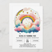 Regenboog Boho Wolken Meisje Verjaardag Kaart (Voorkant / Achterkant)