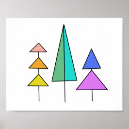 regenboog bomen geometrisch digitaal eenvoudig dri poster