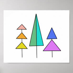 regenboog bomen geometrisch digitaal eenvoudig dri poster