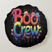 Regenboog BOO CREW Rond Kussen (Achterkant)