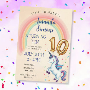 Regenboog Boog Eenhoorn Confetti Meisje 10e Verjaa Kaart