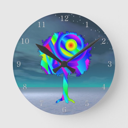 Regenboog Boom Acrylaat Wandklok (Voorkant)
