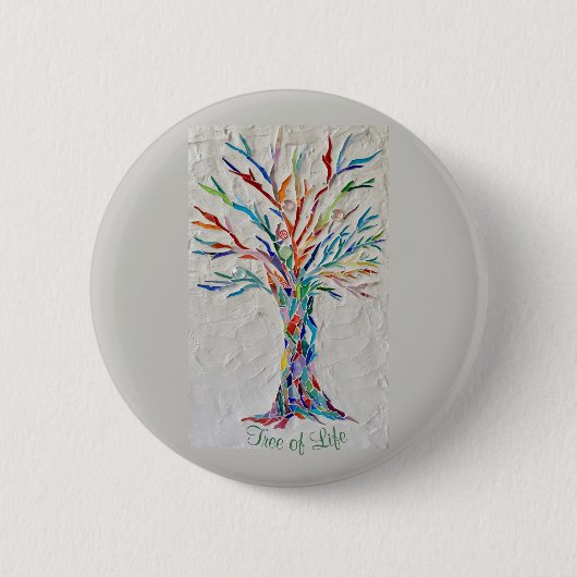 Regenboog Boom des Levens Ronde Button 5,7 Cm (Voorkant)