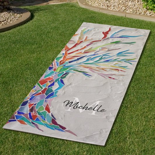 Regenboog Boom Naam Monogram Yogamat
