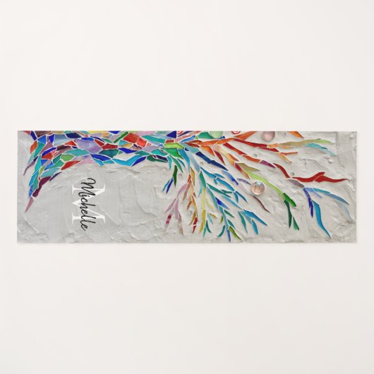 Regenboog Boom Naam Monogram Yogamat (Voorkant (horizontaal))
