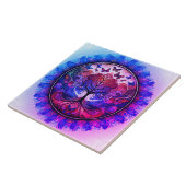 Regenboog Boom van het Leven Oude Rustiek Tegeltje (Zijkant)