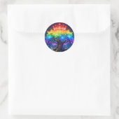Regenboog Boom van Licht Ronde Sticker (Tas)