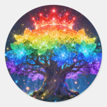 Regenboog Boom van Licht Ronde Sticker