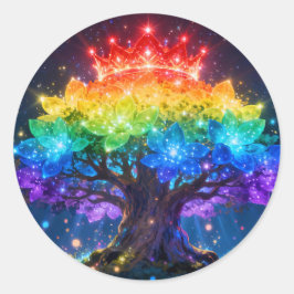 Regenboog Boom van Licht Ronde Sticker
