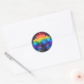 Regenboog Boom van Licht Ronde Sticker (Envelop)