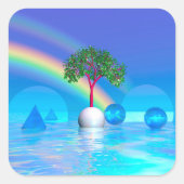 Regenboog Boom  Vierkante Sticker (Voorkant)